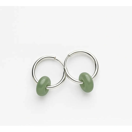1 Par De Aros Argollas Con Dona Cuarzo Rosa Verde Obsidiana Aro Cuarzo Verde Acero