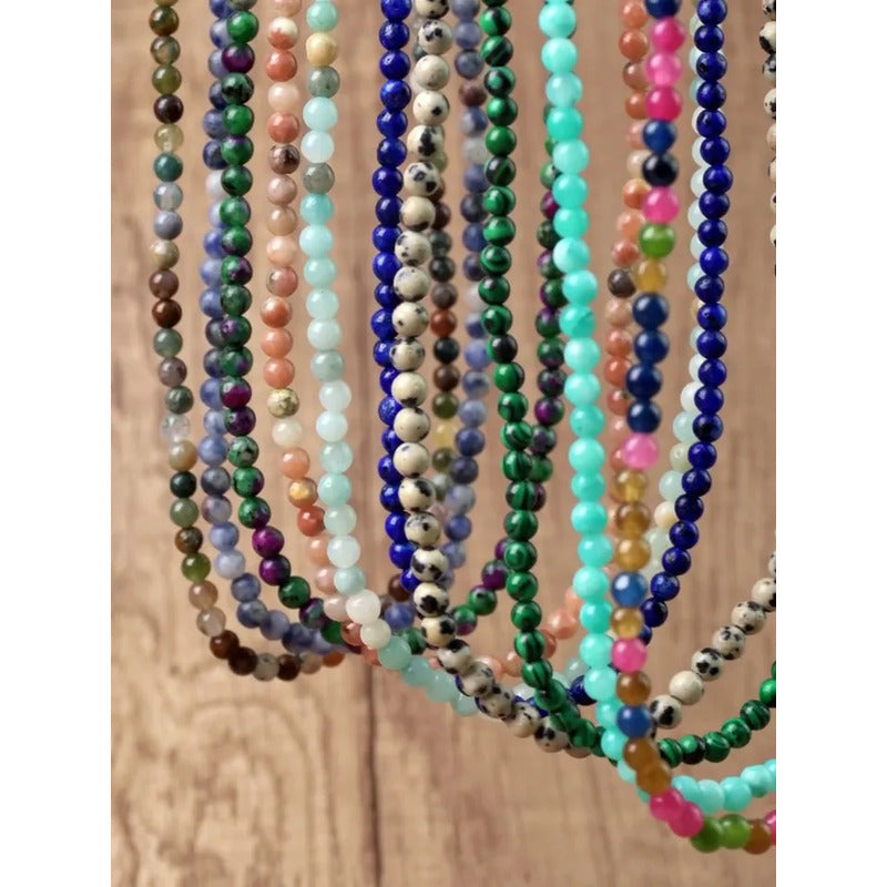 Collar Choker Mini Cuentas Piedras Naturales Delicado 40 Cm Sodalita