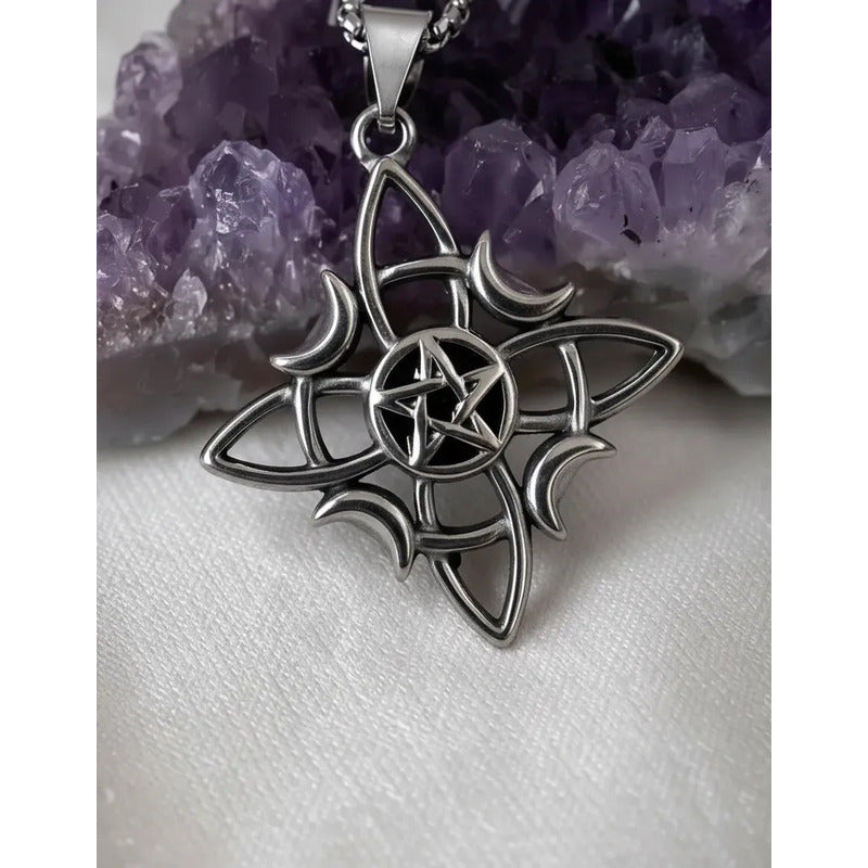 Collar Nudo De Bruja Triskel + Cadena De Acero Quirúrgico Nudo Triskel 2