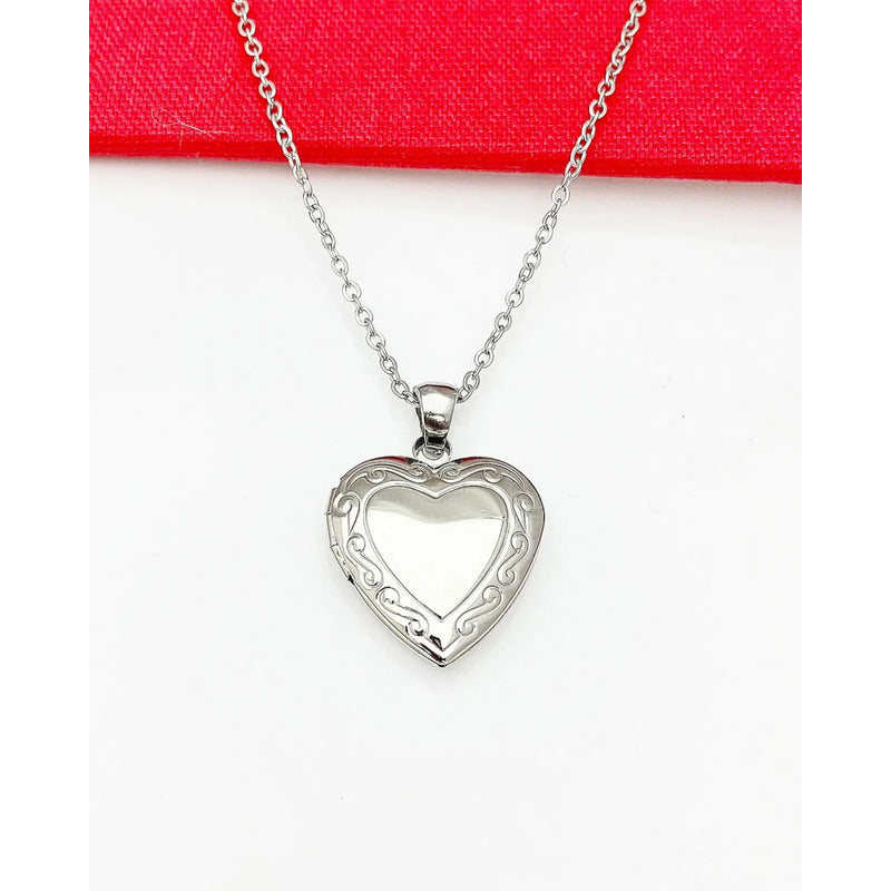 Collar Relicario Corazón Para Fotos Mini 20x20 Mm Con Cadena Relicario Mini 2x2