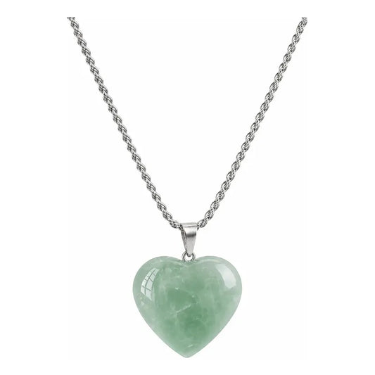 Collar Corazón De Cuarzo Verde Cristal De La Sanación Corazón Cuarzo Verde