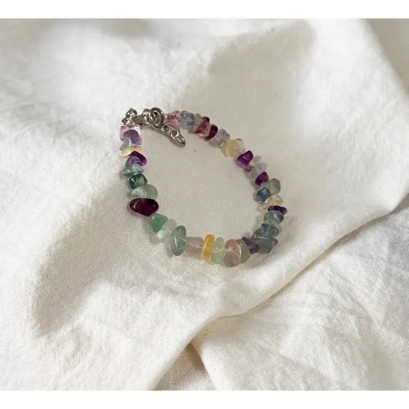 Pulsera De Piedras Naturales Fluorita Arcoiris Tranquilidad Fluorita 8 Cm 20 Cm