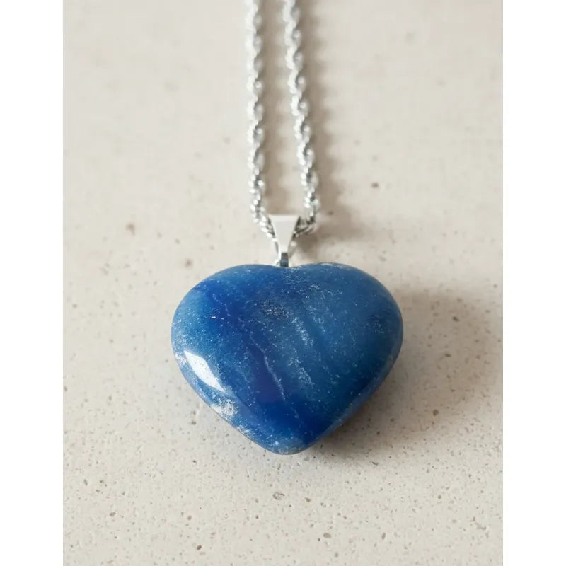 Collar Corazón Cuarzo Azul - Calma Cuarzo Azul