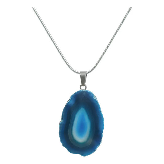 Collar Rodaja De Ágata Piedra Natural Colores Ágata Azul