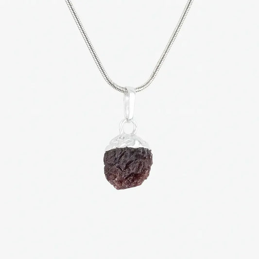 Collar Con Piedra Granate Y Cadena De Acero Granate Mini 10 Mm