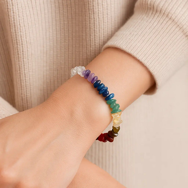 Pulsera Para Equilibrar Los 7 Chakras De Piedras Naturales Multicolor 7 Chakras 8 Cm 19 Cm