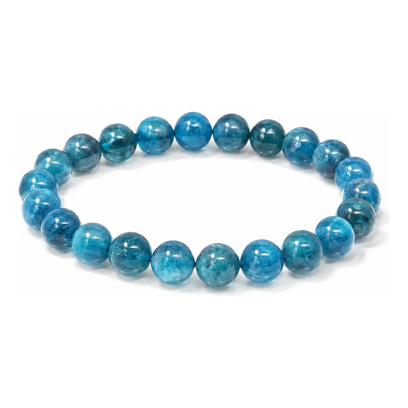 Pulsera De Piedras 100% Naturales 8 Mm. Pulida Elástica Apatita Elástica 8 Cm 20 Cm