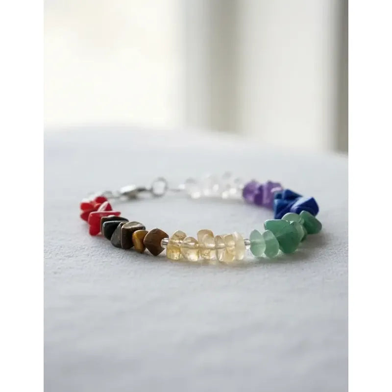 Pulsera Para Equilibrar Los 7 Chakras De Piedras Naturales Multicolor 7 Chakras 8 Cm 19 Cm