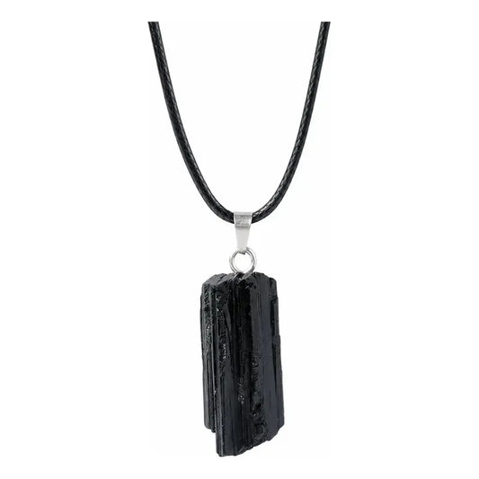 Collar Protección De Turmalina En Bruto Con Cordón Unisex Turmalina