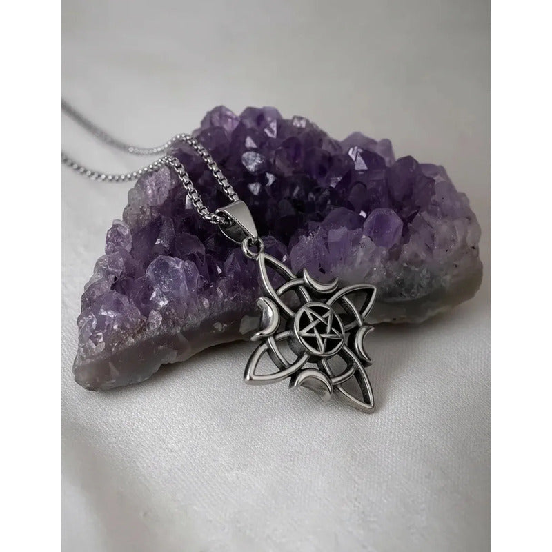 Collar Nudo De Bruja Triskel + Cadena De Acero Quirúrgico Nudo Triskel 2