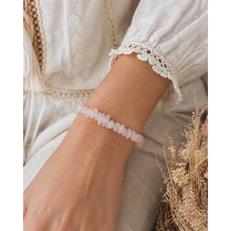 Pulsera Piedras Naturales Cuarzo Rosa - Amor Incondicional Cuarzo Rosa 8 Cm 19 Cm
