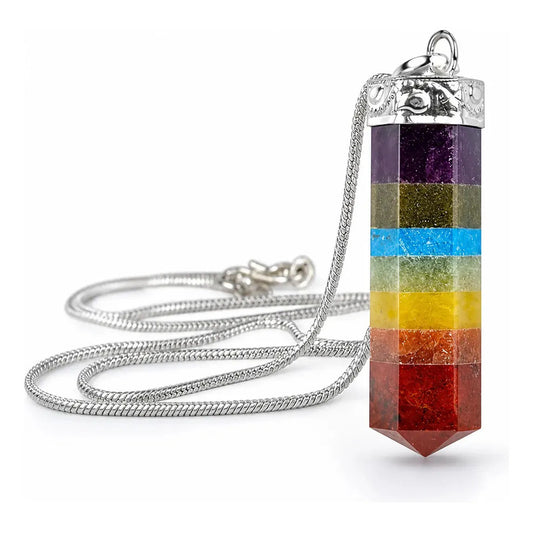Collar Bastón Para Equilibrar 7 Chakras Piedras Naturales 7 Chakras