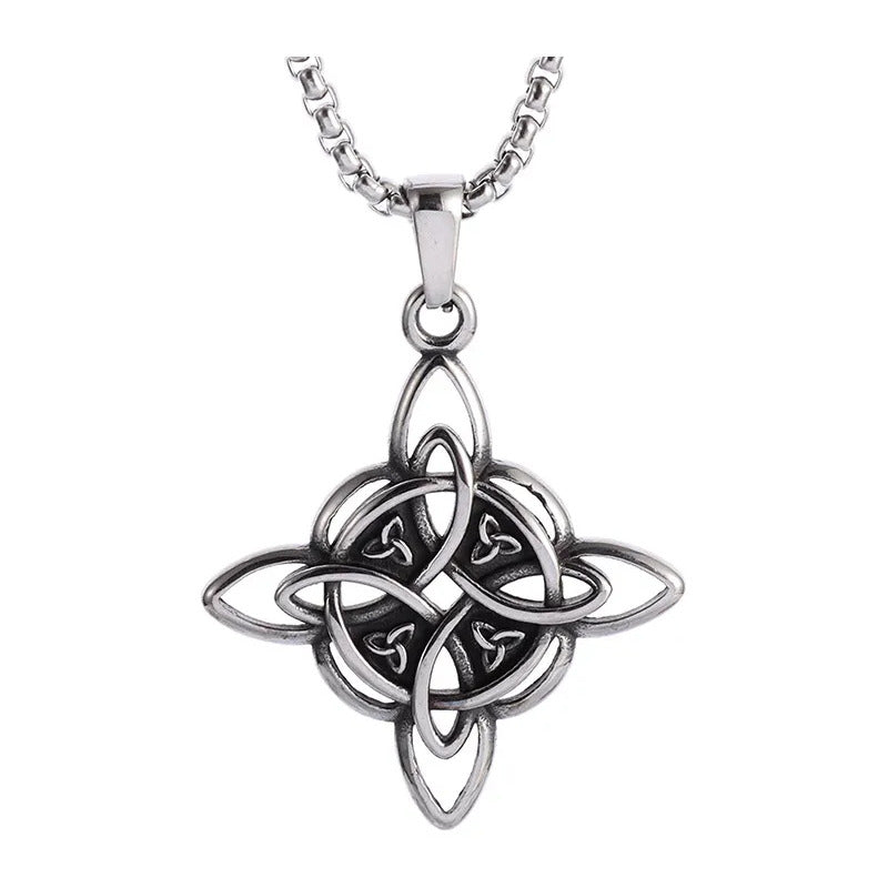 Collar Nudo De Bruja + Cadena De Acero Quirúrgico Regalo