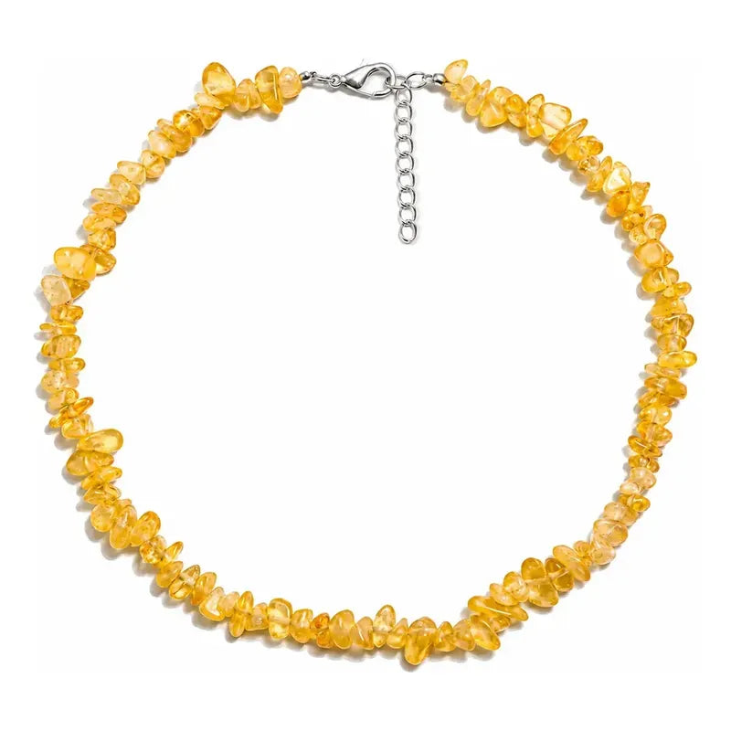 Collar Escallas Piedras Naturales Unisex Citrino