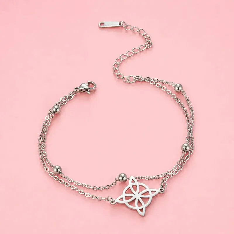 Pulsera Amuleto De Acero Quirúrgico Y Símbolo Nudo De Bruja Modelo 2 8 Cm 18 Cm