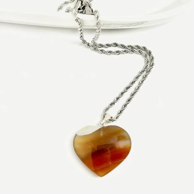 Collar Corazón Piedra Ágata Cornalina - Vitalidad Cornalina