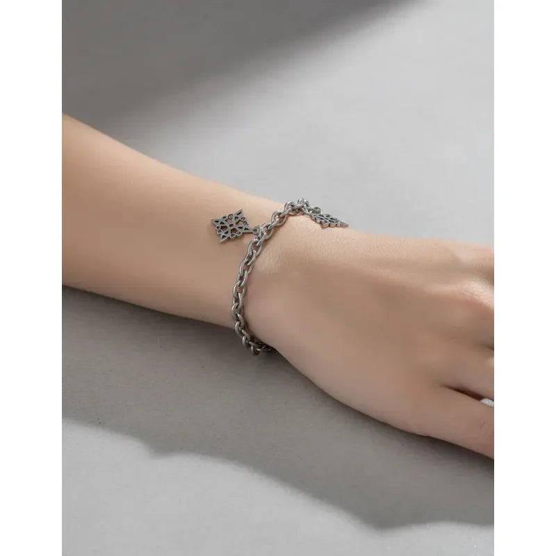 Pulsera Amuleto Nudo De Bruja Acero Quirúrgico Protectora Plateado 8 Cm 20 Cm