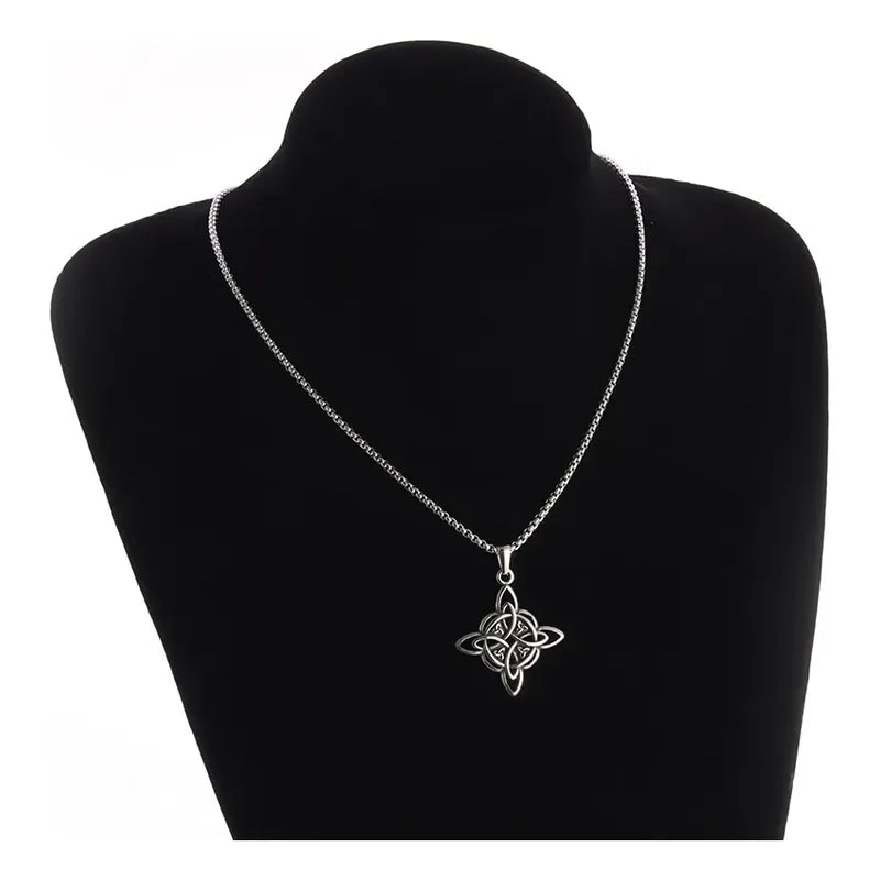 Collar Nudo De Bruja + Cadena De Acero Quirúrgico Regalo