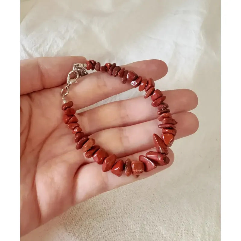 Pulsera Jaspe Rojo Piedra Natural - Fuerza Y Seguridad Jaspe Rojo 8 Cm 21 Cm