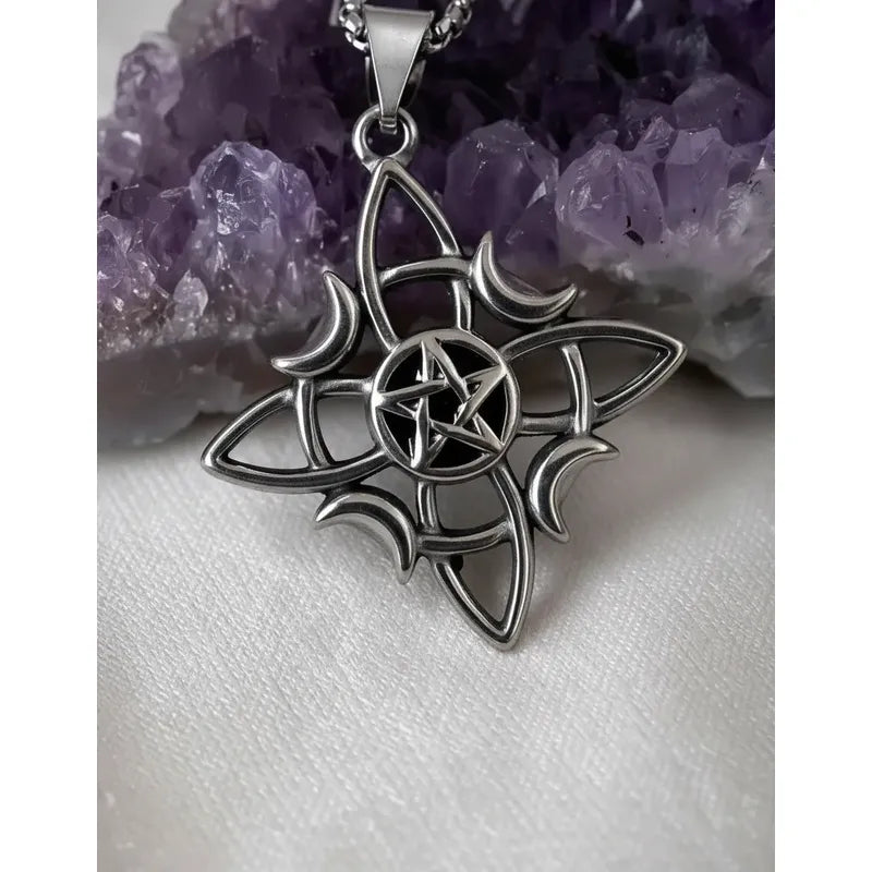 Collar Nudo De Bruja Triskel + Cadena De Acero Quirúrgico Nudo Triskel 2