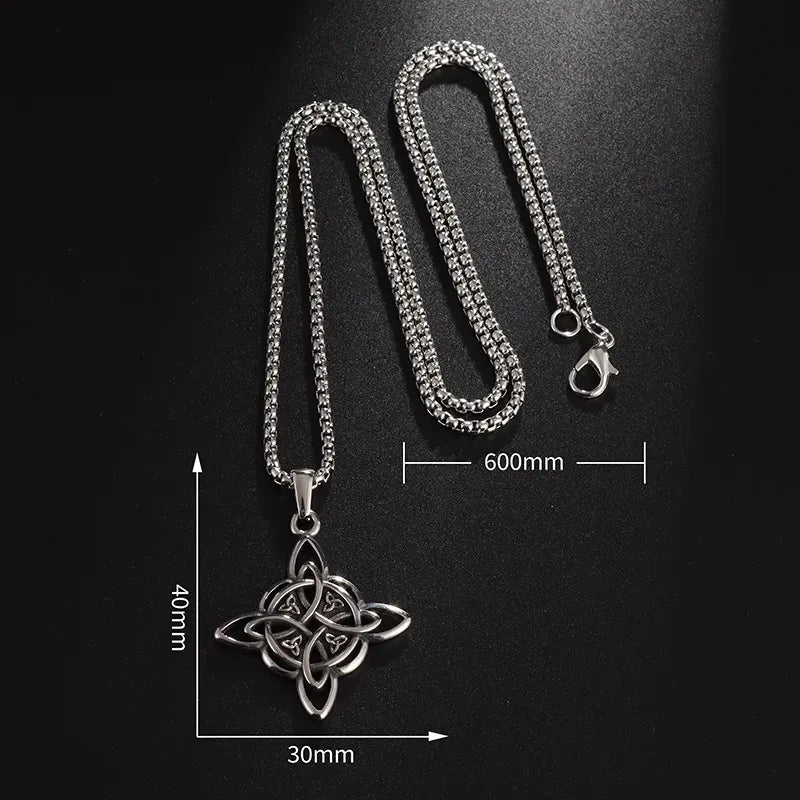 Collar Nudo De Bruja + Cadena De Acero Quirúrgico Regalo