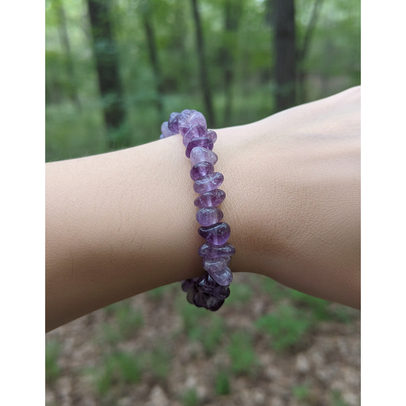 Pulsera De Piedras Amatista Grande 10 Mm. Elástica Unisex Amatista 10 Mm 8 Cm 20 Cm