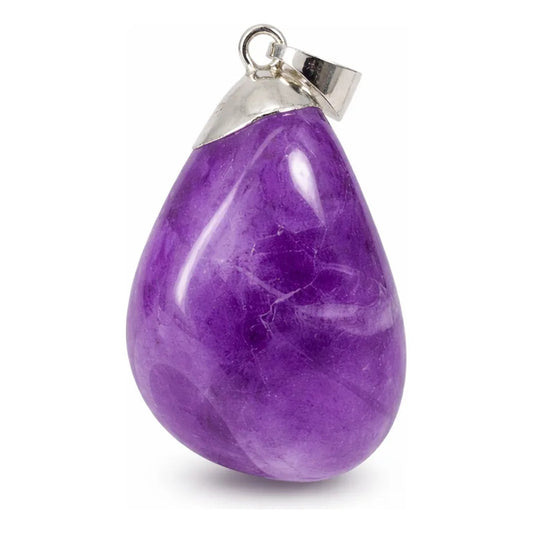 Dije De Piedra Natural Rolado Mediano Con Engarce Sin Cadena Amatista
