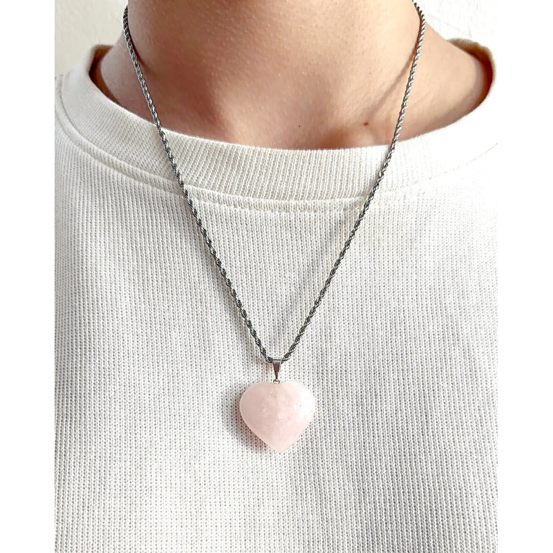 Collar Amor Corazón De Cristales Piedras Auténticas + Cadena