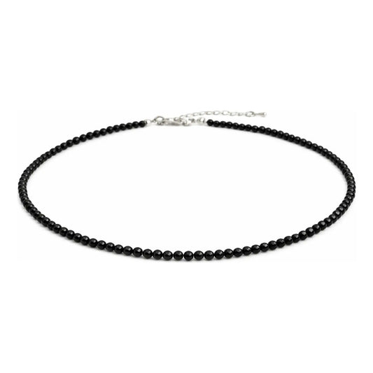 Collar Choker Mini Cuentas Piedras Naturales Delicado 40 Cm Obsidiana