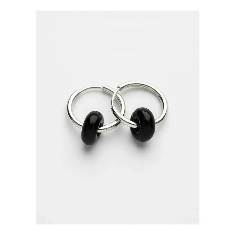 1 Par De Aros Argollas Con Dona Cuarzo Rosa Verde Obsidiana