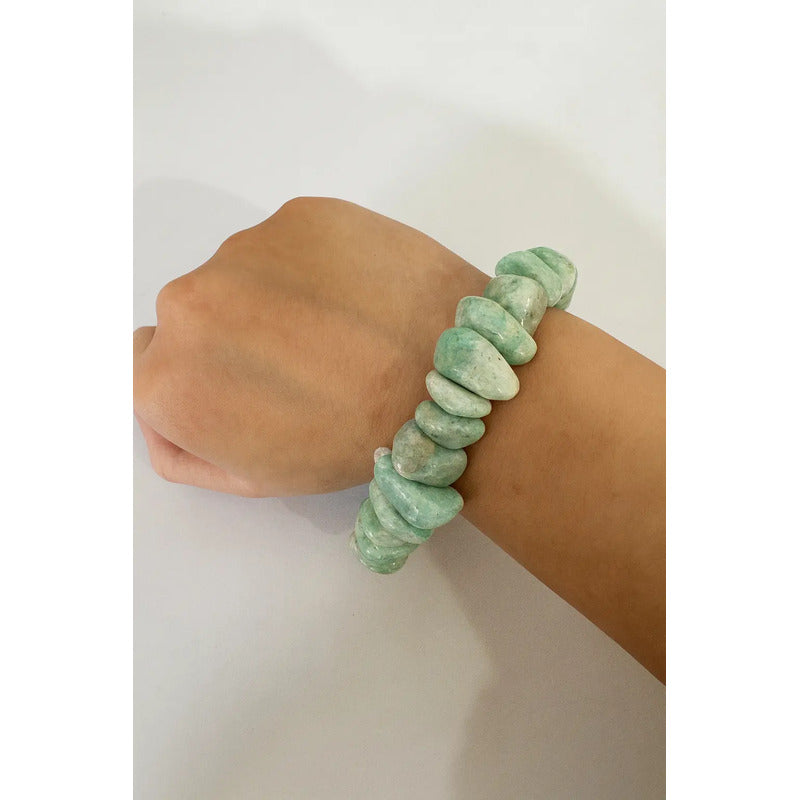 Pulsera Piedras Naturales Amazonita Grandes 10 Mm. Elástica Amazonita 8 Cm 20 Cm