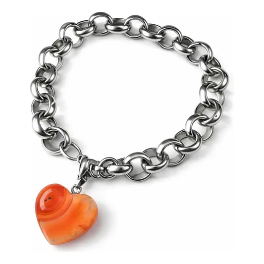 Pulsera De Piedras Naturales Energéticas Corazón Cornalina 8 Cm 20 Cm