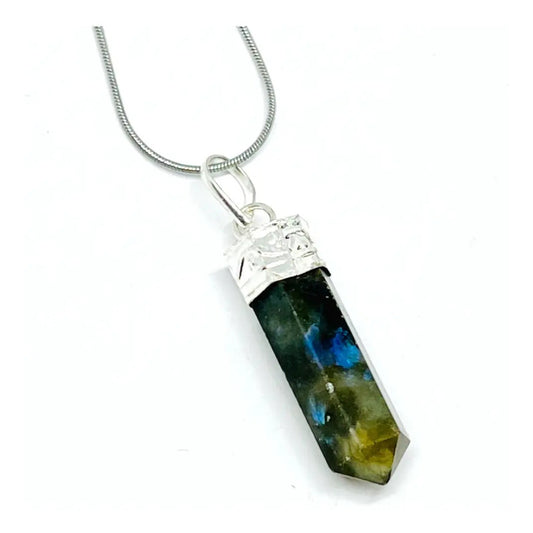 Collar Péndulo Piedra Natural Labradorita Auténtica Labradorita