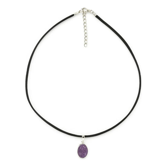 Collar Choker Gargantilla Piedras Naturales Soga Gamuza Amatista