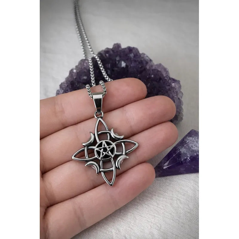 Collar Nudo De Bruja Triskel + Cadena De Acero Quirúrgico Nudo Triskel 2