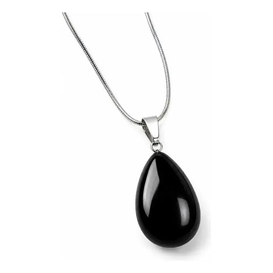 Collar Gota De Piedra Natural Con Cadena Acero Obsidiana
