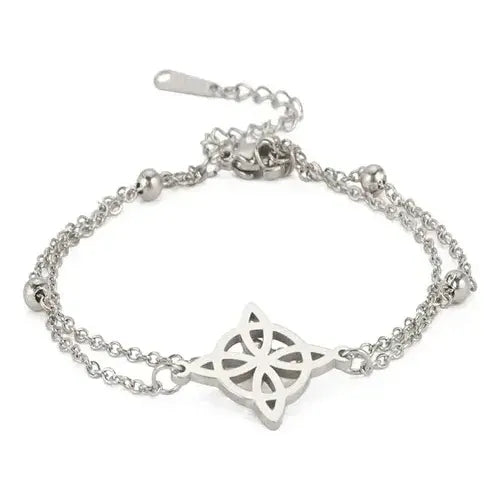 Pulsera Amuleto De Acero Quirúrgico Y Símbolo Nudo De Bruja Modelo 2 8 Cm 18 Cm