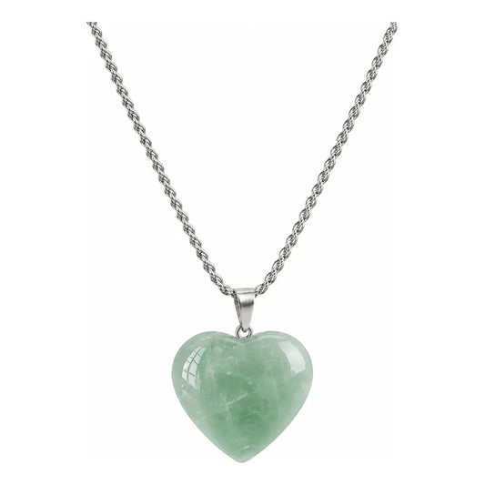 Collar Corazón De Cuarzo Verde Cristal De La Sanación Corazón Cuarzo Verde