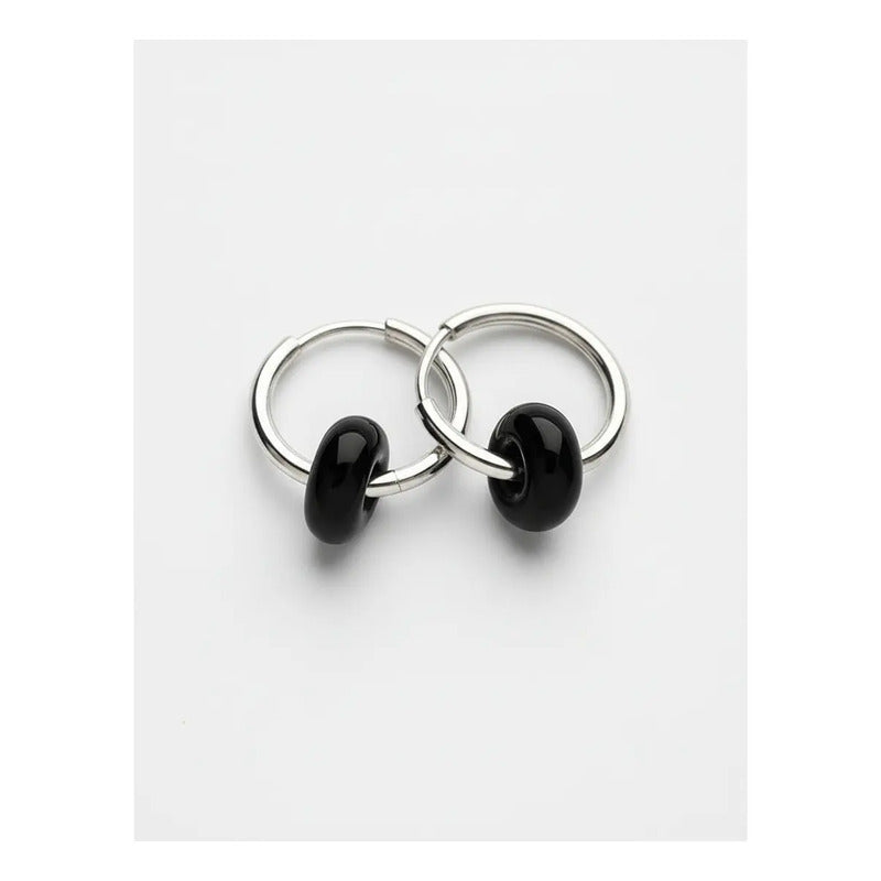 1 Par De Aros Argollas Con Dona Cuarzo Rosa Verde Obsidiana