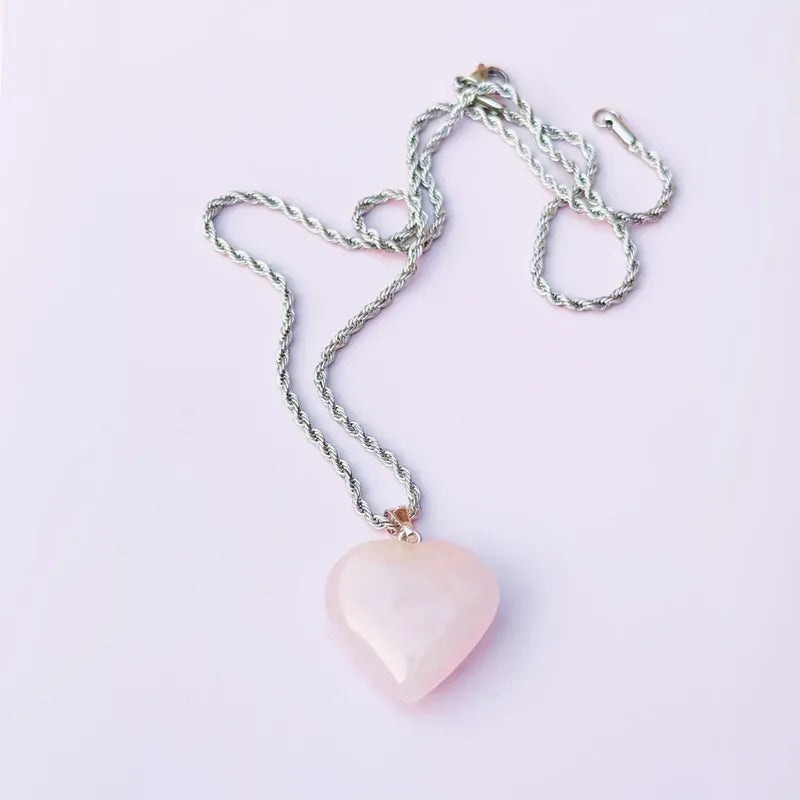 Collar Amor Corazón De Cristales Piedras Auténticas + Cadena