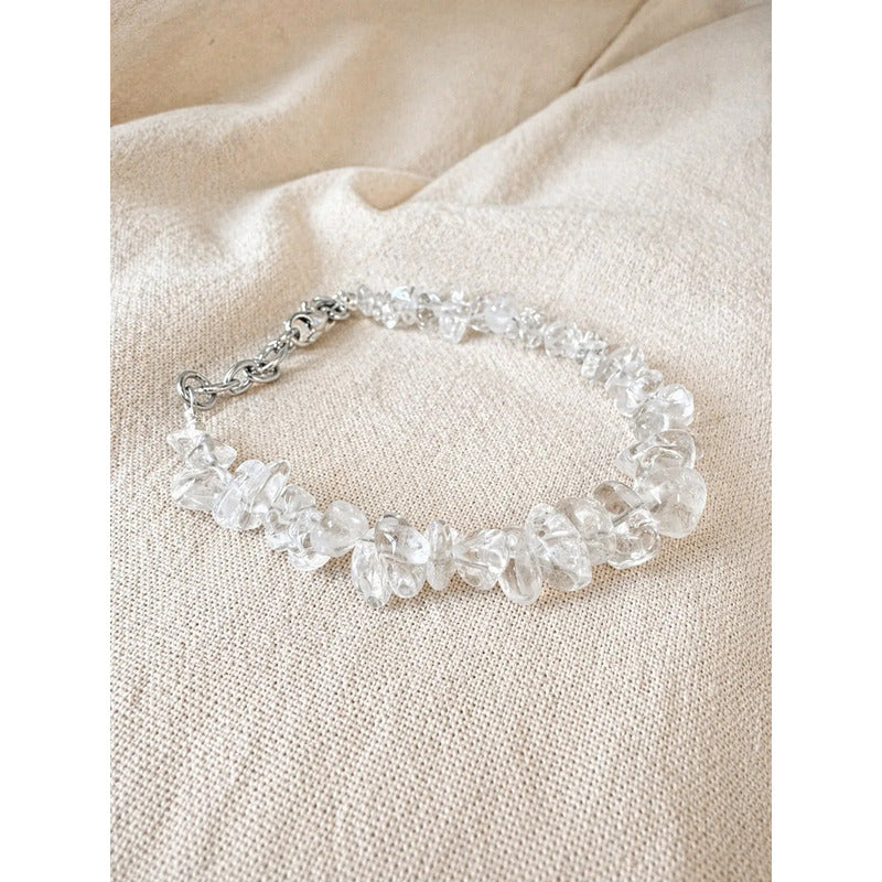 Pulsera Piedras Naturales Cuarzo Cristal - Sanación Limpieza Cuarzo Cristal 8 Cm 20 Cm