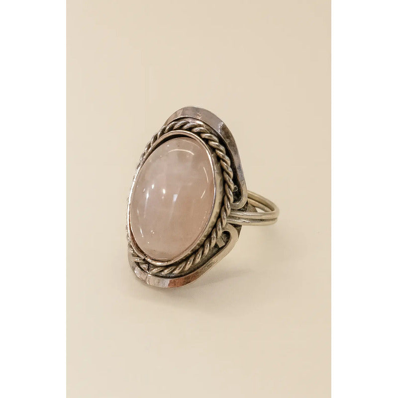 Anillo Alpaca Regulable Cuarzo Rosa -  Amor Incondicional Unico Cuarzo Rosa