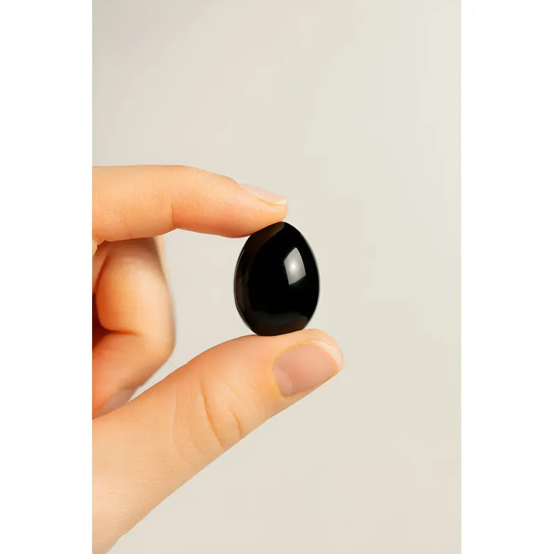 Mini Huevo Obsidiana Pulido Energético Divina Existencia Negro