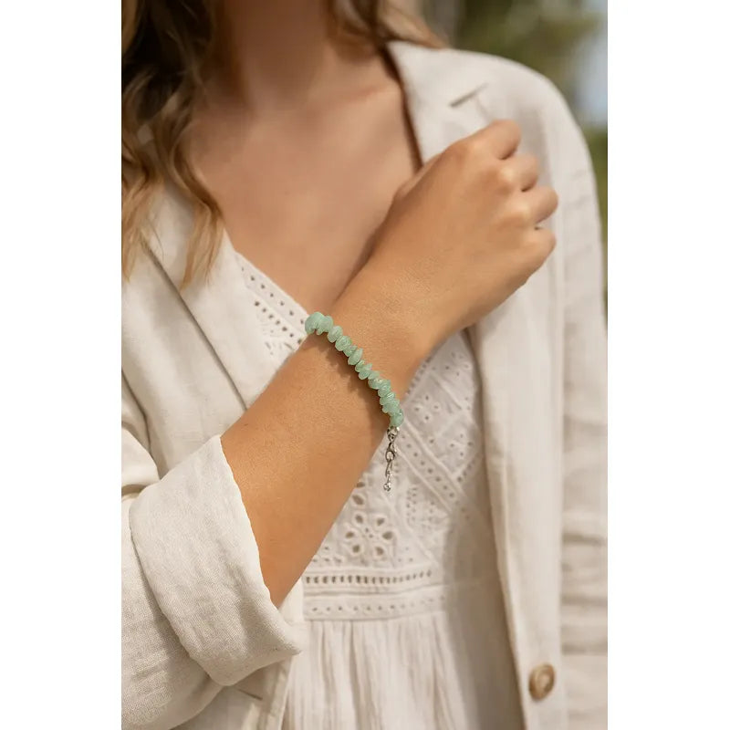 Pulsera Calma De Aguamarina Piedras Naturales Agua Marina 8 Cm 20 Cm