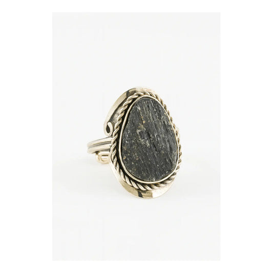 Anillo Protección Piedra Turmalina Y Alpaca Regulable Oval Turmalina Regulable