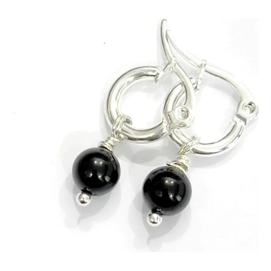 Aros Colgantes Turmalina Piedra Natural Bañados Plata 925 Esfera Mini Turmalina