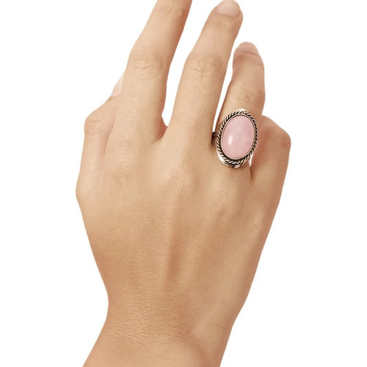 Anillo Alpaca Regulable Cuarzo Rosa - Amor Incondicional Unico Cuarzo Rosa