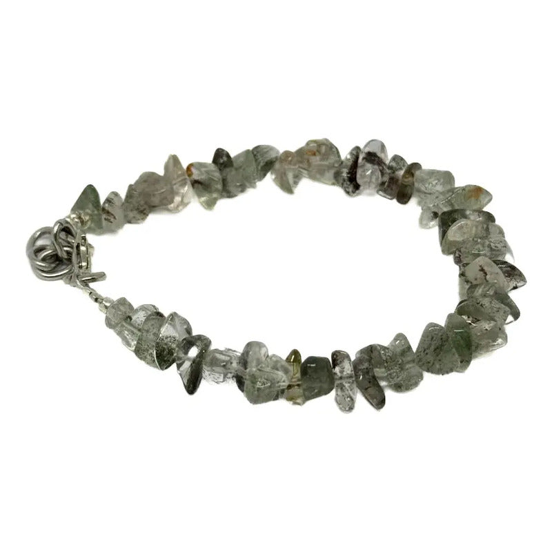 Pulsera Piedras Naturales Cuarzo O Ágata Musgo - Conexión Cuarzo Musgo 45.72 Cm 18 Cm