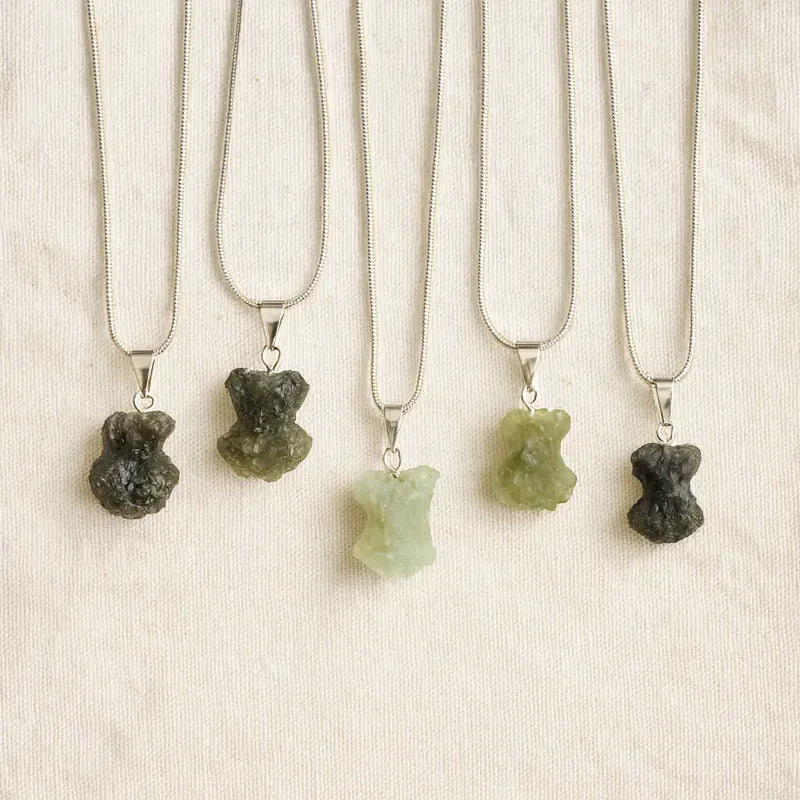 Collar Piedra Prenhita En Bruto - Calma Y Organización Prenhita