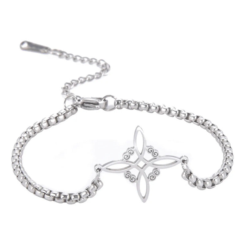 Pulsera Amuleto De Acero Quirúrgico Y Símbolo Nudo De Bruja Modelo 3 8 Cm 22 Cm
